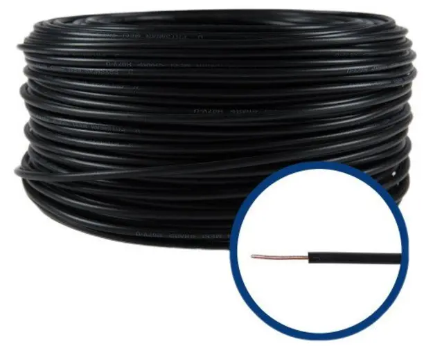 Conductor FY 1,5 mm, solid, 100 m, FY1.5-NEGRU