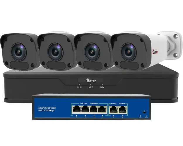 Sistem supraveghere IP cu 4 camere 2K, smart IR 30m, NVR, KITIP4EXT2K