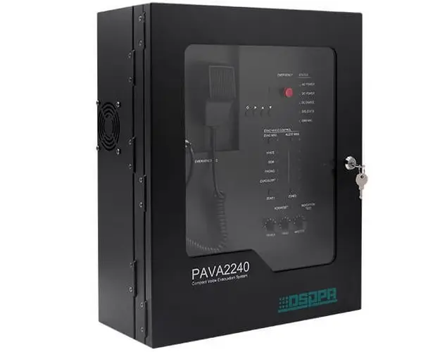 Sistem sonorizare pentru evacuare, 2 zone, 100V, 240W, microfon PTT, certificare EN54, DSPPA PAVA 2240