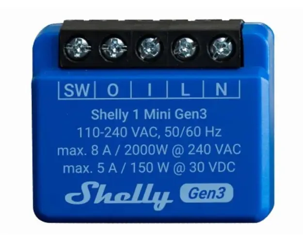 Releu SHELLY 1 MINI GEN3, Wi-Fi, Bluetooth, 1 canal (16A), 8Mb
