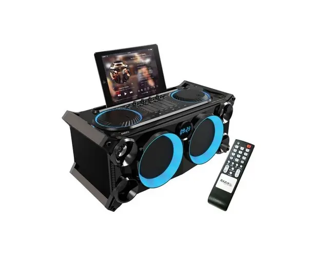 Boxa portabila Karaoke 120W BT/FM/USB/SD cu suport pt tableta, SPLBOX200-BK