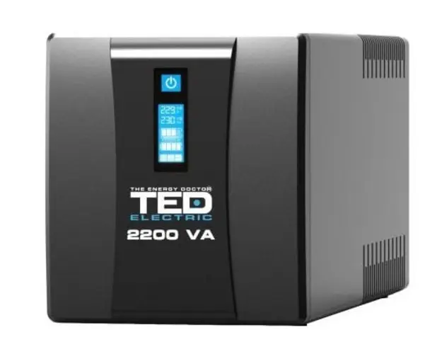 UPS cu stabilizator TED TED004666, 2200VA, 1250W, 4x baterii de 12V, 7.1Ah, 3x prize Schuko, IP20