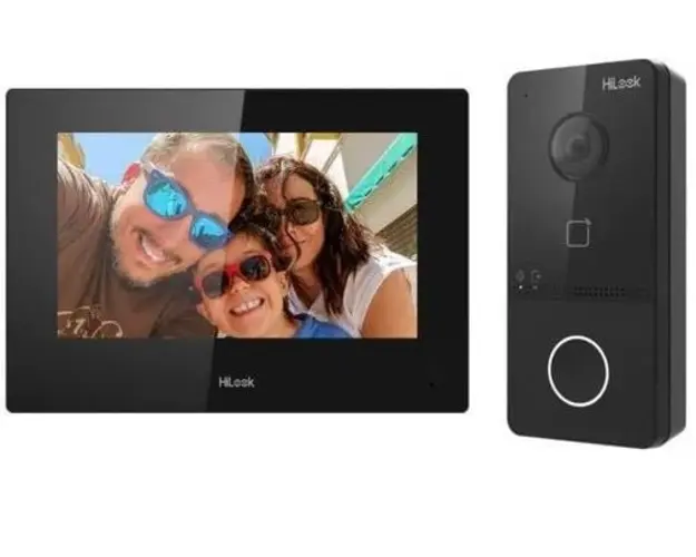 Kit videointerfon Hikvision HiLook VI-K43P, 2MP, ecran 7", Wi-Fi 2.4GHz, PoE, IR 3m, slot card, montare aparenta, IP65