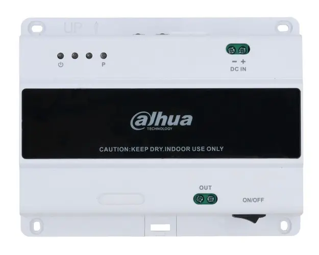 Switch Dahua VTNS1001B-2, 2 fire, RJ45, pentru 4 monitoare si 2 posturi exterioare, montare pe sina, ABS alb