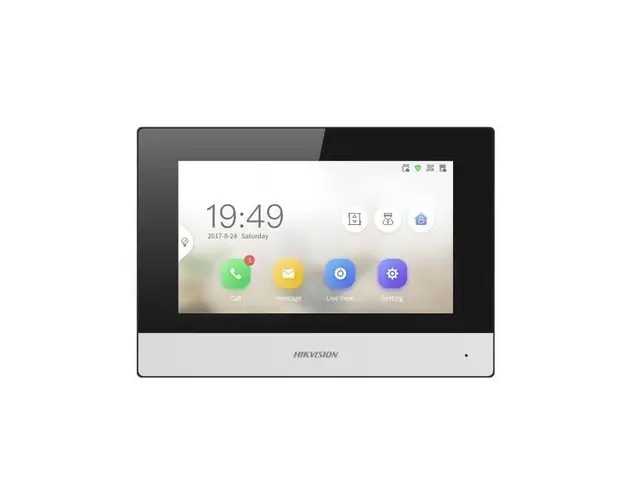Monitor videointerfon TCP/IP, Wi-Fi, 2 fire, ecran 7 inch, touch screen, microfon, difuzor, Hikvision DS-KH6320Y-WTE2