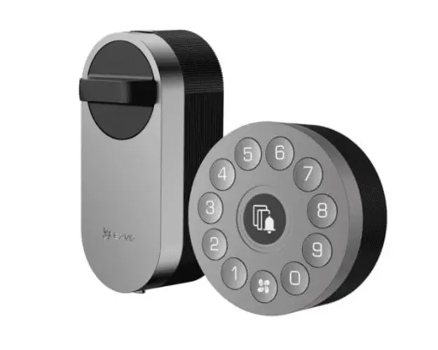 Incuietoare smart cu tastatura DL01S Ezviz CS-DL01S/DL01CP, sonerie incorporata, alarma, compatibila cu Gateway A3, 2 baterii AA, IP56