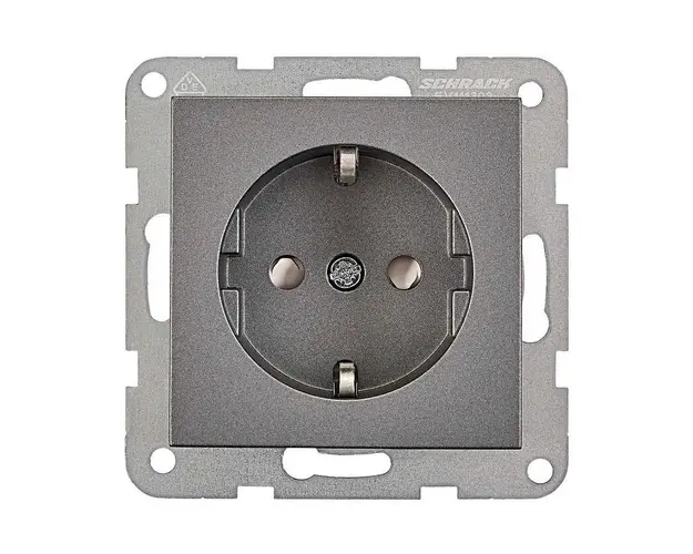 Insert priza cu protectie, montaj incastrat, conexiune elastica, antracit, 230V, 16A, IP20, Schrack EV111303