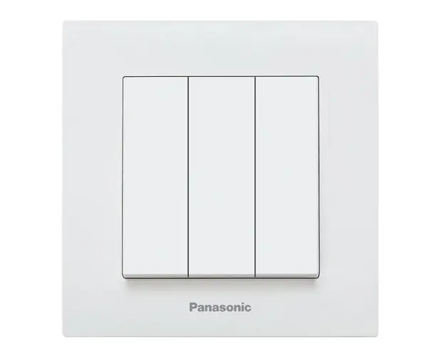 Intrerupator triplu alb, 3 butoane, montaj incastrat, IP 20, Karre Plus Panasonic