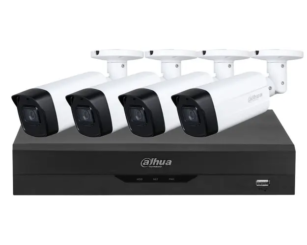 Kit camere supraveghere exterior profesionale 4 camere IR 80M, lentila 3.6 mm, DVR WizSense, Dahua KIT-DAH-1080-80-I3