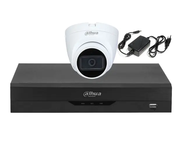 Sistem supraveghere 1 camera interior Full HD 2MP, IR25m, audio, Dahua KIT1INTFHD