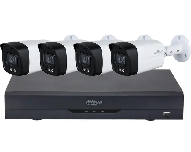 Sistem de supraveghere Dahua Full Color, 4 camere de 5MP cu Microfon, LED 40m, NVR cu AI, KIT-DAHUA4-5MPLED40
