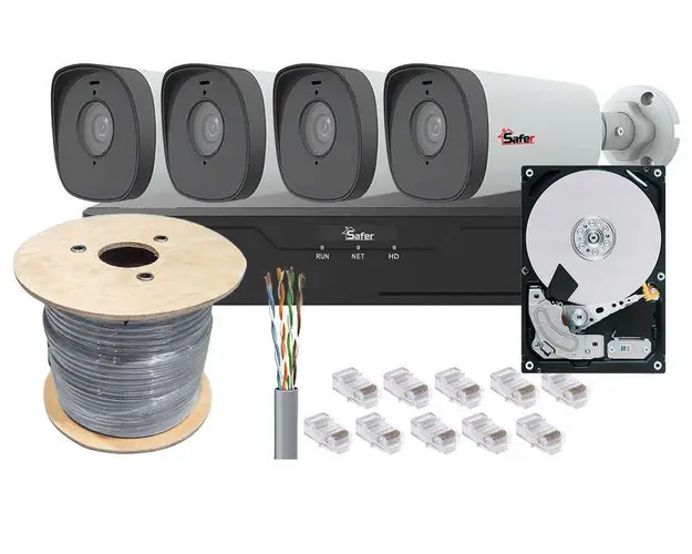 Kit de supraveghere IP complet, 4 camere exterior 2MP, IR 80 metri si NVR 8 canale KITIP-4X-2MP480ACC-A