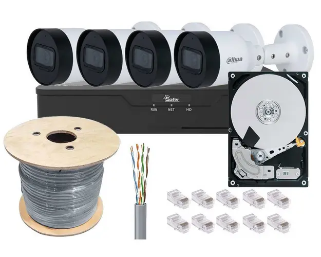 Kit de supraveghere IP complet, 4 camere exterior 5MP, lentila 2.8 mm, IR 30m, Audio, NVR 8 canale, KITPOE8MPEXT-2