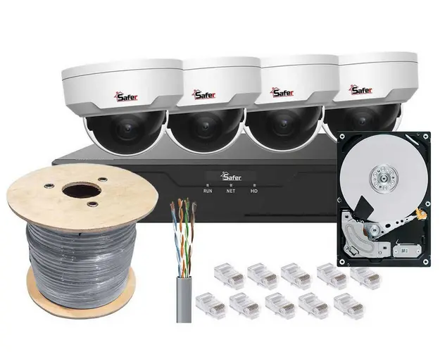 Kit de supraveghere IP complet, 4 camere interior 4MP, IR 30 metri si NVR 4 canale KITPOE2MPINT-2