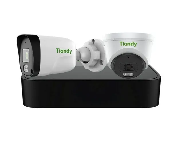 Kit sistem de supraveghere IP Tiandy, 2 camere 2MP, IR 30m, NVR 4 canale, 4xPoE