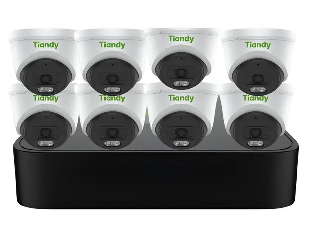 Kit supraveghere IP Tiandy PoE, 8 camere, 4MP, IR 30m, NVR 8 canale, KIT-TN-4MPINTPOE