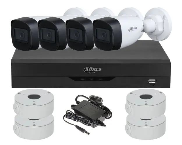 Kit supraveghere video, 4 camere 5MP, IR 30 m , DVR 4 canale, Dahua, KIT-4C5M30-XVR-ACC-DAH