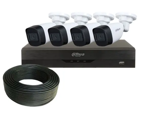 Kit supraveghere video, DVR cu 4 camera bullet, smart IR 30m, Dahua KITDAH-5MPIR3028-XVRI3