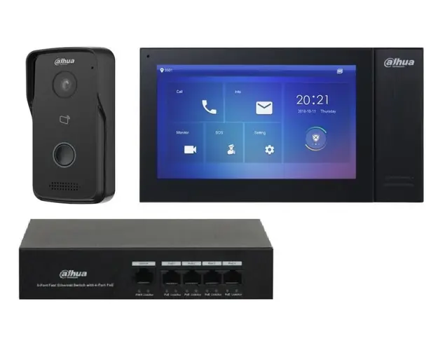 Kit videinterfon TCP/IP cu control acces, Dahua, KTP02