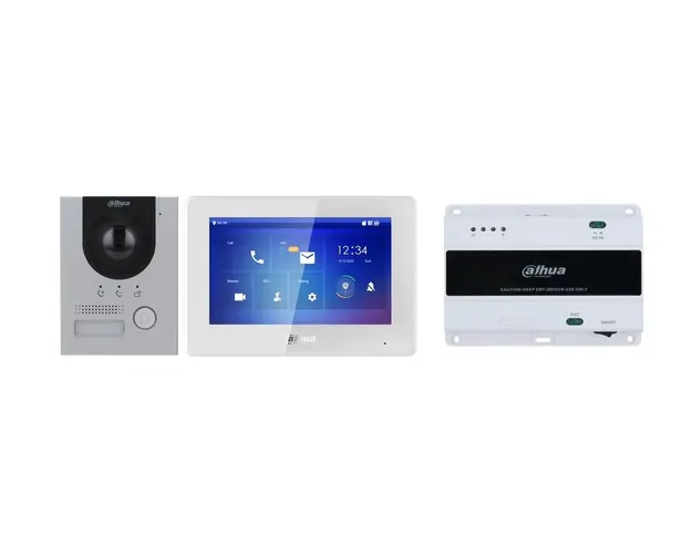 Set videointerfon IP, Dahua, Full HD 2 MP, 7", Iluminator IR, MicroSD, PoE, Indice protectie IK07 si IP65, KTD01-S2(F)