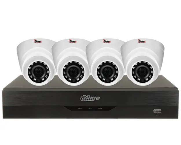 Kit de supraveghere pentru interior, 4 camere Dome, 8MP, IR 20m, DVR, 4 canale, Functii AI, Dahua KITINT-4X-5MP28I20 