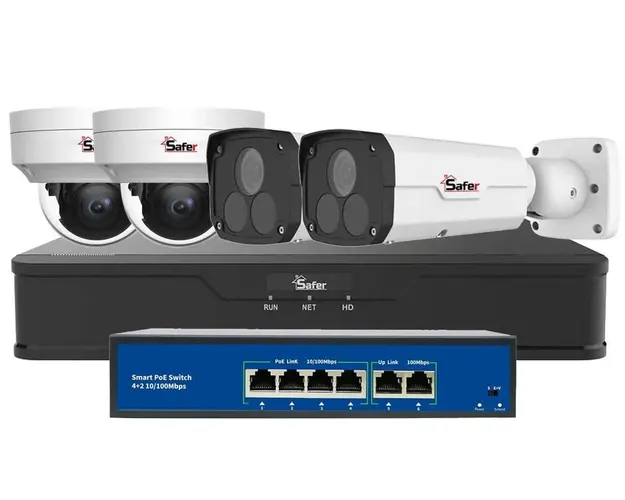 Kit pentru supraveghere video IP, 2K 4MP, PoE, IR 60 metri, NVR 4 canale, KITPOE2MPMIXT