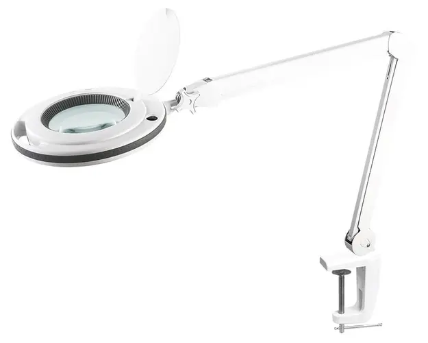 Lampa cu lupa de 5 dioptrii, 10W, 730 lm, 6500K, clema metalica, brat reglabil, Rebel NAR0461-2