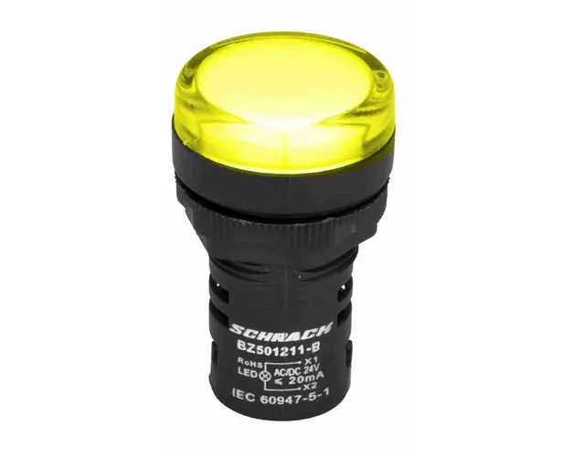 Lampa de semnalizare, 24V, 30mm, monobloc, LED galben, IP65, Schrack BZ501211-B