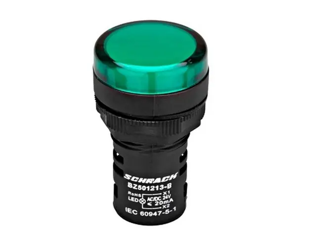 Lampa de semnalizare 24V, LED verde, monobloc, IP65, Schrack BZ501213-B