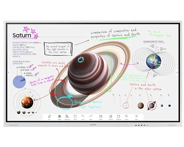 Tabla interactiva cu touch screen 4K UHD, Samsung Flip PRO LH85WMBWLGCXEN, diagonala 85" (215.9cm), Wi-Fi, Bluetooth, HDMI, USB