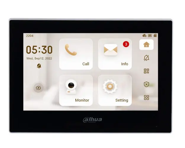 Monitor interior videointerfon IP Dahua VTH2621G-P, aparent, ecran 7” TFT, Audio bidirectional, Alarma, PoE, negru 