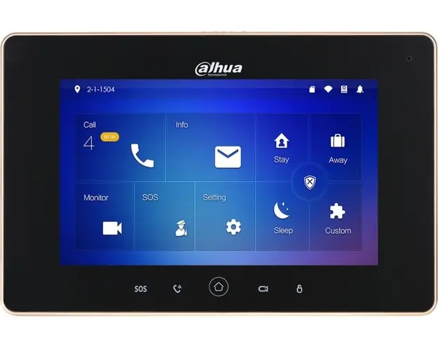 Monitor pentru videointerfon IP WiFi, ecran 7 inch TFT, touch screen, Microfon si Difuzor, MicroSD, PoE, Dahua VTH5221D-S2