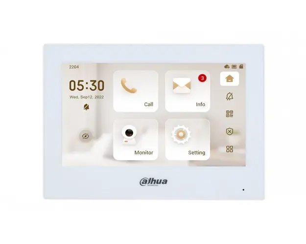 Monitor videointerfon IP Dahua VTH2622GW-W, ecran 7" TFT, Wi-Fi, 2 fire, comunicare bidirectionala