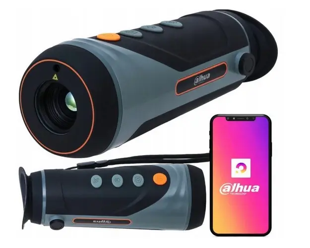 Camera termala Portabila de tip Monocular Dahua, Wifi, Detectie foc, Laser, lentila 25mm, Negru, TPC-M40-B25-G