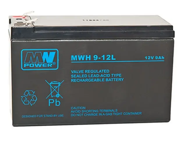 Baterie MW Power, 12V, 9Ah, 151 x 65 x 94 mm (+6 mm borne), MWH9-12L