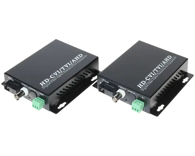 Set transmisie 1 canal video AHD/CVI/TVI + 1 RS485 pe fibra optica 20KM - 1080P OVH-1D/SC