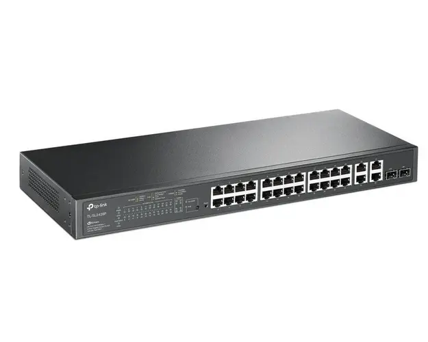 Switch PoE 30 porturi TP-Link Jetstream TL-SL2428P, 24x 10/100Mbps, 4x RJ45 Gb, 2x SFP combo, 250W, cu management