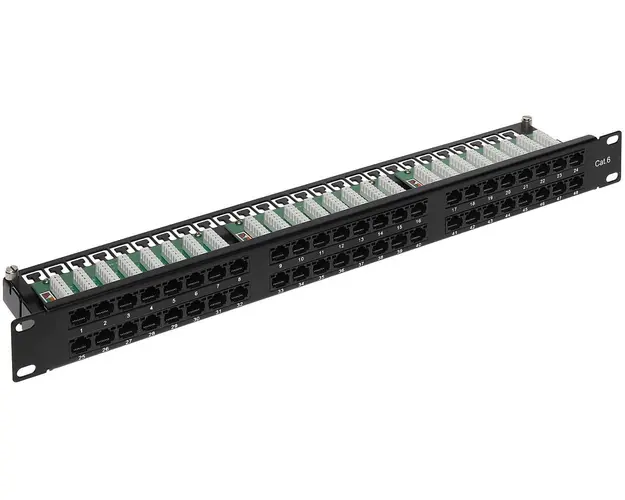 Patch panel 19", Delta PP-48/RJ/6C, 48 porturi Cat6, 1U, organizator cabluri