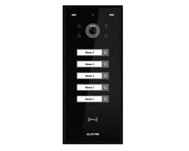 Post de exterior videointerfon, 5 familii, montaj aparent, 4 fire, cititor RFID, culoare neagra, Electra VPH.05S03.ELBTL