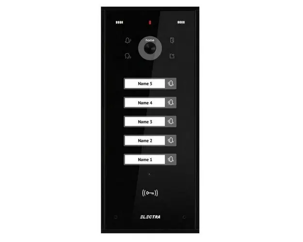 Post de exterior videointerfon, 5 familii, montaj incastrat, 4 fire, cititor RFID, culoare neagra, Electra VPH.05F03.ELBTL
