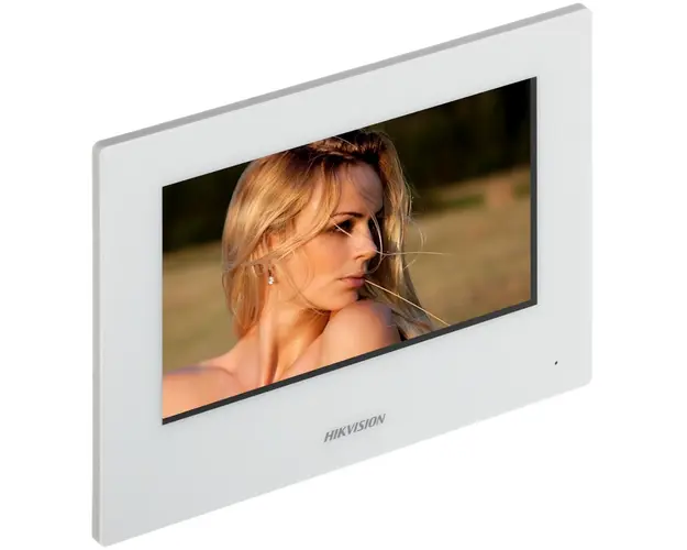 Post de interior pentru videointerfon Hikvision Gama IP pe 2 fire, Wifi, Touch Screen 7", DS-KH6320-WTE2-W