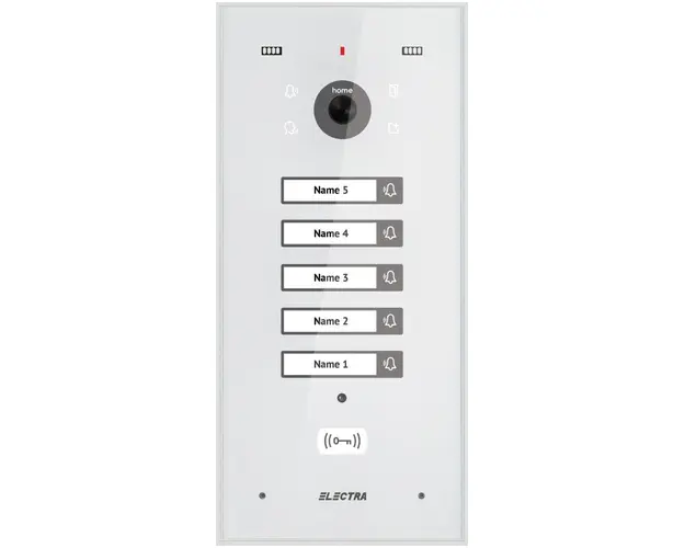 Post exterior videointerfon VPH.05F03.ELWTL, pentru 5 familii, montaj aparent, cititor RFID, culoare alba