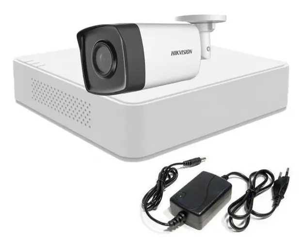 Kit supraveghere video, DVR cu 1 camera bullet, smart IR 40m, Audio, Hikvision SAF-1XFHDIR40