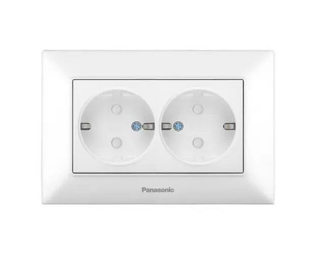 Priza SCHUKO dubla 2P+E cu obturator protectie copil 16A 250V alb, P-AS2.COP