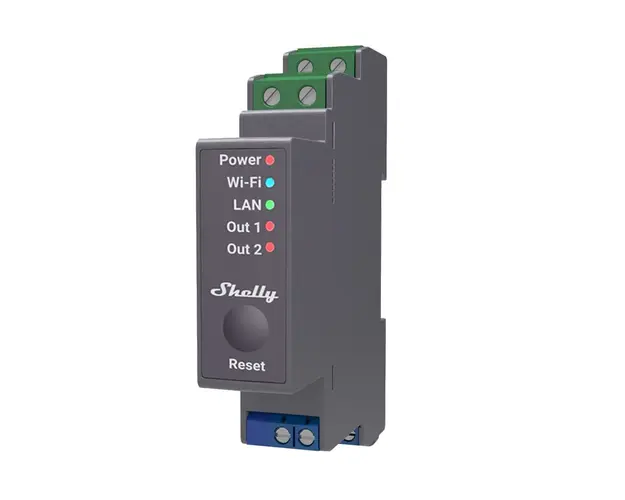 Releu Smart Shelly Pro 2, 25A, 2 canale, cu Wi-Fi, LAN, Bluetooth, ALL-REL-PRO2