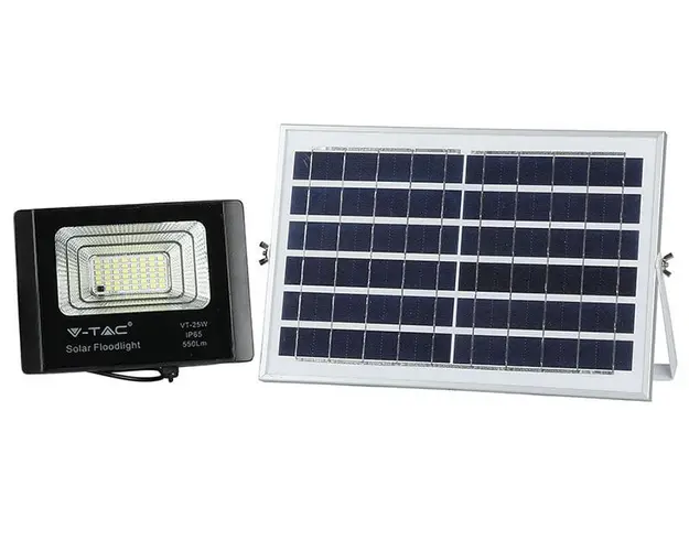 Reflector LED cu panou solar, 12W, 6000K, baterie de 5000mAh, IP65, V-Tac SKU-94006