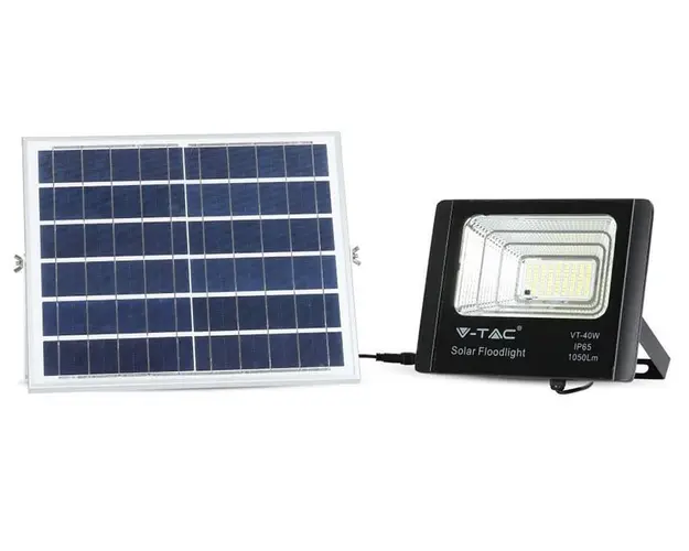 Reflector LED cu panou solar, 16W, 6000K, baterie de 10000mAh, IP65, V-Tac SKU-94008