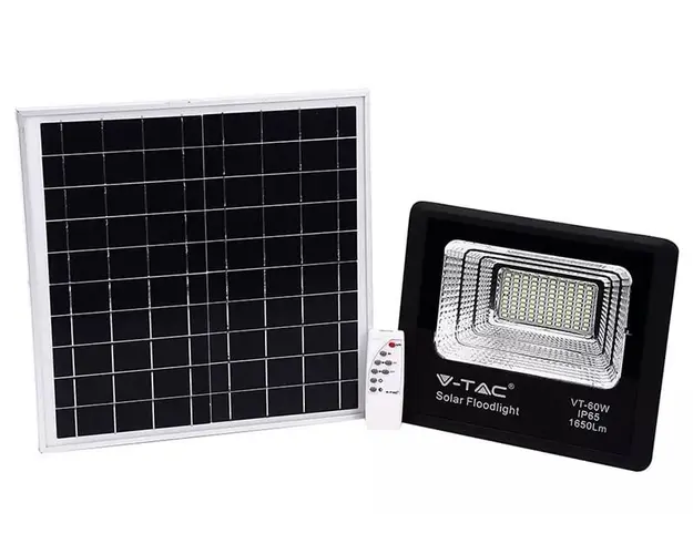 Reflector LED cu panou solar, 20W, 4000K, 1650lm, baterie de 10000mAh, V-Tac SKU-8575