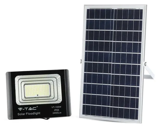 Reflector LED cu panou solar, 35W, 6000K, 2450lm, baterie de 15000mAh, V-Tac SKU-94012