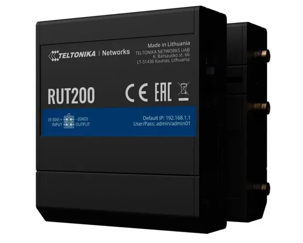 Router 4G, industrial, 2 porturi RJ45, Wi-Fi, 1x slot pentru SIM, Teltonika RUT200